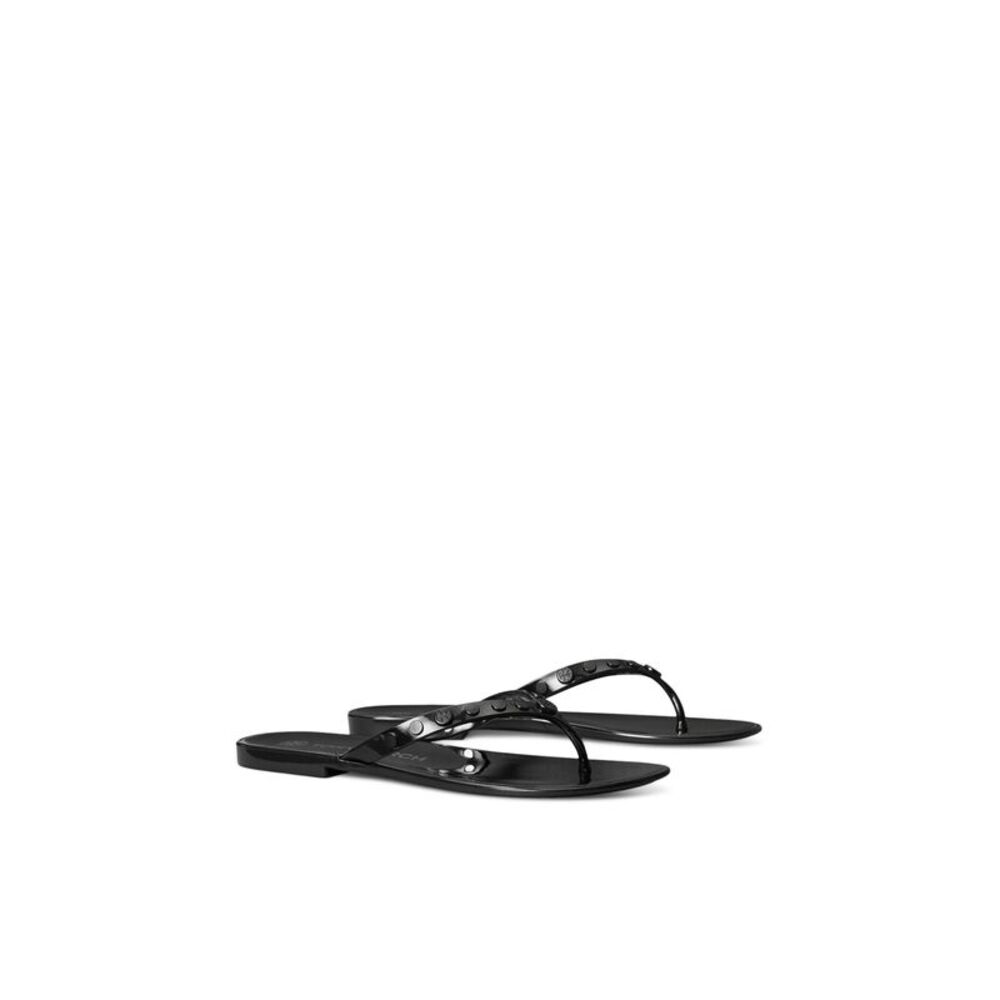 NWT TORY BURCH Womens Black Comfort Round Toe Slip On Thong Sandals Shoes 5